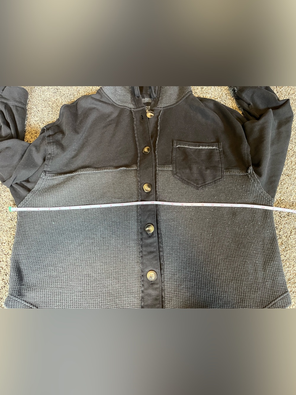 American Eagle Lived In Relaxed Hooded Button-Up Jacket in Charcoal-XSMALL - Picture 6 of 6
